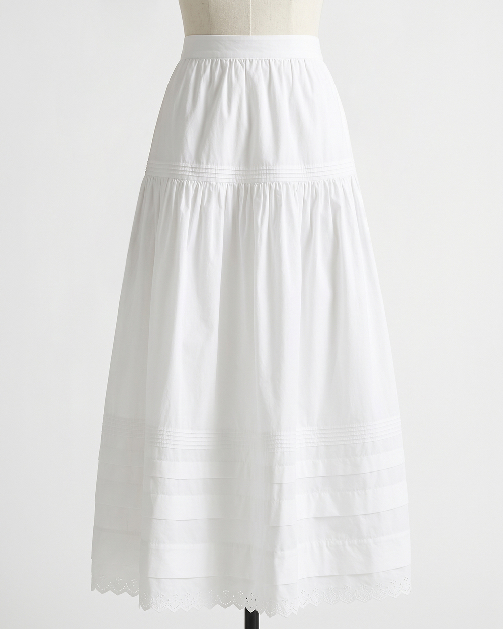 100% Organic Cotton Poplin Pintuck Maxi Skirt